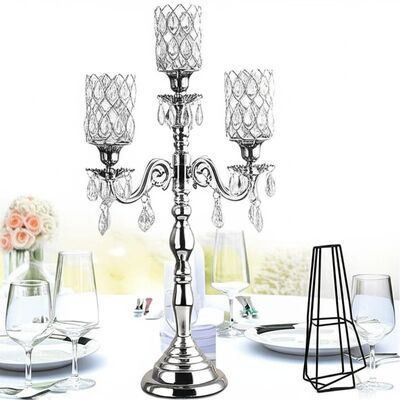 Formal Events Crystal Glass Candelabra Full Height 132CM Elegant Design Perfect for Luxury Dining Rooms and Event Venues