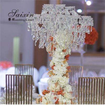 Decorazione da tavolo di lusso a 18 braccia lampadari di cristallo candelabri per i centripiedi di nozze
