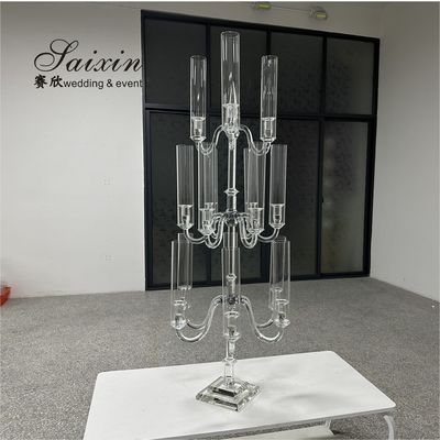 15 Armi portacandele uragani di vetro candelabri per i pezzi centrali del matrimonio
