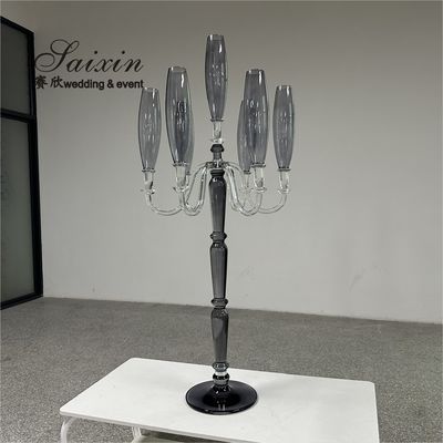 ZT-593B Saixin grande 7 braccia cristallo candelabro chic grigio fumo colorato per i centripiedi del matrimonio