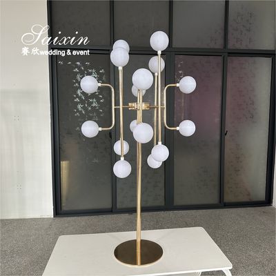 Saixin Custom Wedding LED Light Ball Lamp Decorazione Metal Wedding Centerpiece Stand