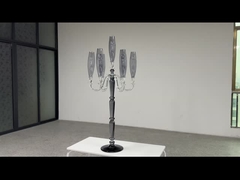 grande candelabro di cristallo a 7 braccia chic grigio fumo colorato per i centripiedi del matrimonio